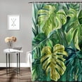 thumbnail image 2 of Orinice Banana Leaves Shower Curtain Palm Leaf Plant Botanical Theme Small Window Curtain Bathroom Decor Set with Hooks Waterproof Washable  69x72, 2 of 7