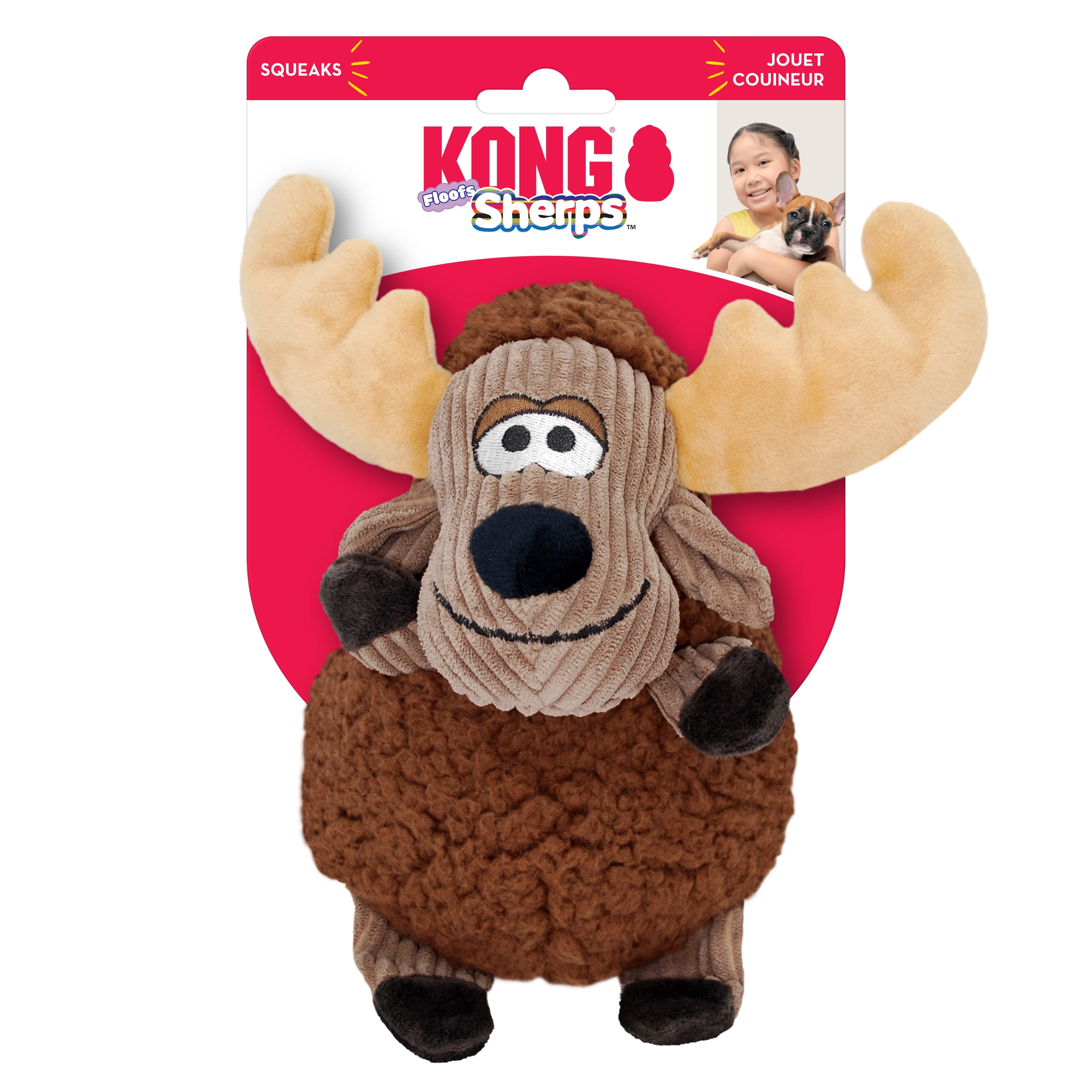 KONG® Sherps Floofs Ultra-Soft Plush Dog Toy, Moose, Medium