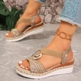 thumbnail image 3 of HomeDM Women's Wedge Sandals Espadrilles Platform Open Toe Ankle Strap Comfort Wedges Heels Summer Beach Shoes, Khaki Size 7.5, 3 of 9
