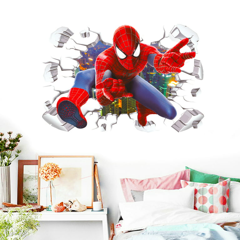 Spiderman Wall Stickers Removable DIY Children Boys Spider-Man Wall Decals  Peel and Stickers for Spider-Man Walls Bedroom Living Room Home Décor(
