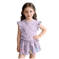 thumbnail image 6 of biudgviw Toddler Girl Clothes Kids Ruffle Sleeveless Tops and Bow Trim Shorts Set with Side Drawstring Cute Two Piece Outfits, 6 of 6