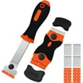 thumbnail image 1 of Razor Blade Scraper, 2 PCS Razor Scraper Tool for Removing Label, Registration Sticker, Tint, Grease from Windshield, Appliance, Glass (Extra 20 Metal and 10 Plastic Blades), 1 of 5
