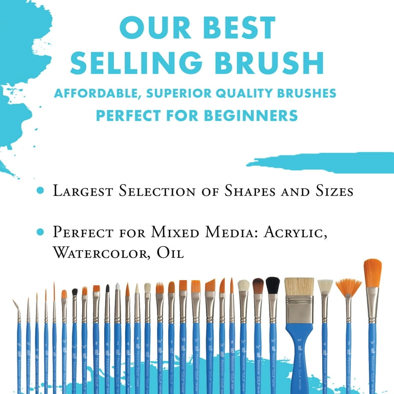 Princeton Artist Brush Co. Lettering Brush Set - 5pc Short Handle Selection  of Synthetic Lettering Brushes - Angled Shaders, Round Brushes and Liner