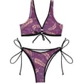 thumbnail image 2 of Dreamtimes Sexy O-Ring String Triangle Bikini Set for Women'sTwo Piece Swimsuit-Beautiful Vintage Feather, X-Small, 2 of 7