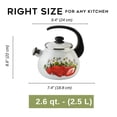 thumbnail image 2 of Novomoskovsjka Posuda Strawberry Enamel Kettle with Whistle 2.7 Qt (2.5 L) Enameled Steel Stovetop Kettle with Ergonomic Handle Tea Kettle Tea Pot for Stove Top Enamelware Kitchen Kettle, White Red, 2 of 5