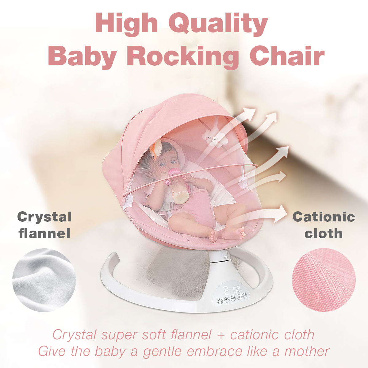 Yadala Baby Swing, Electric Baby Swings for Infants Baby Bouncer with Remote Control and Music, Pink - image 4 of 8