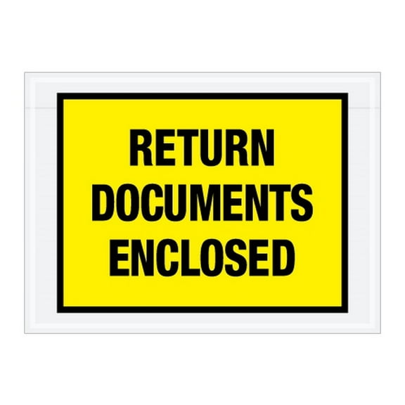 Special Use Yellow "Return Documents Enclosed" Envelopes 7 1/2" X 5 1/2" (1000 Case)