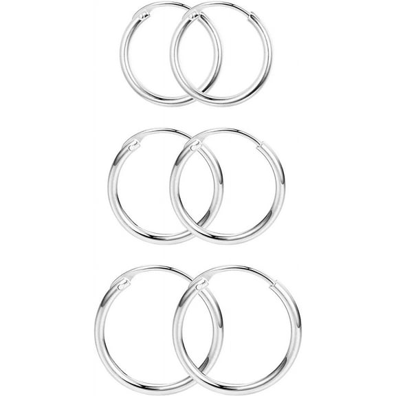 Nmkwnr 3 Pairs 14K Plated Hoop Earrings 316L Stainless Steel Lightweight Small Hoop Earrings Jewelry for Men Women, Silver