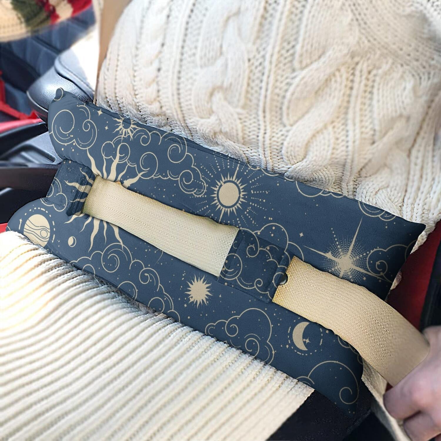 Moon Phase Seatbelt Pillow Soft Recovery Cushion for Mastectomy & Heart Surgery Patients