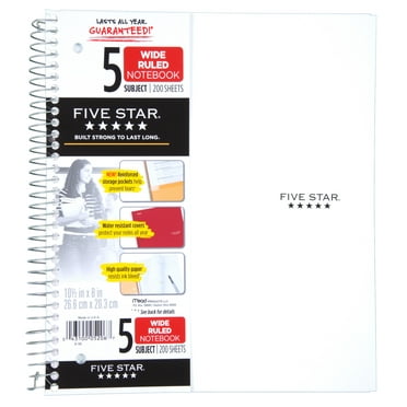 Five Star Wirebound Notebook 5 Subject, White