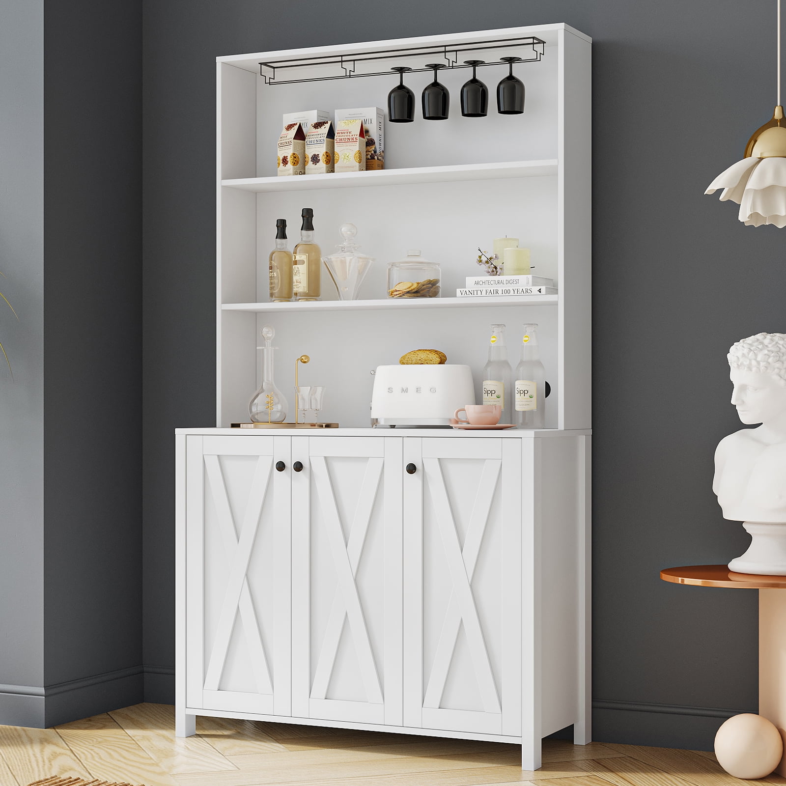 YISUYA Large Kitchen Storage Drawers and Open Shelves