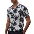 thumbnail image 2 of Wuxian Men Summer Beach Shirts Short Sleeve Button Down Classic Floral Graphic Print Casual Blouse Comfortable Business Casual Dailywear Breathable Lightweight Soft Cozy Tops Shirts,White,S, 2 of 4