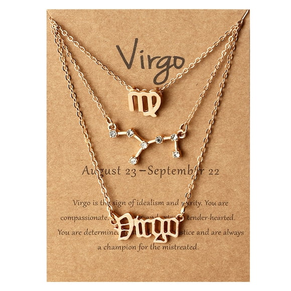 Riforla Constellation Layer Necklaces for Women Girls Retro 12 Constellation Pendant Necklace Exquisite Letter Sign Jewelry Birthday Womens Jewelry Virgo