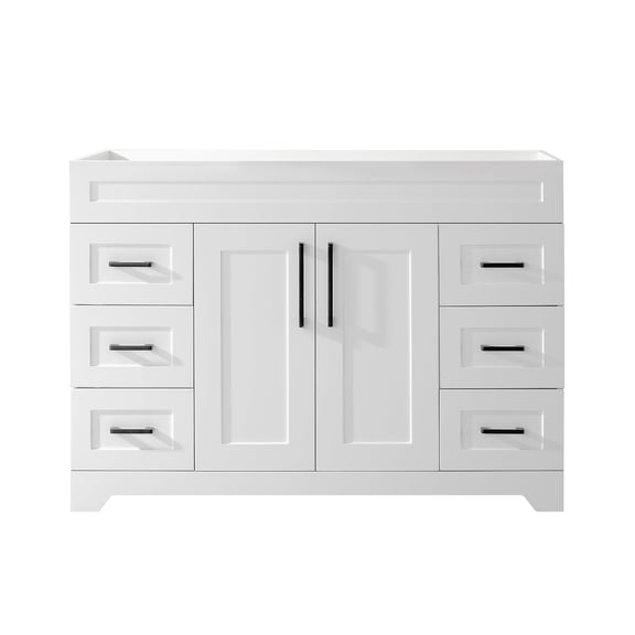 Dodrehome 48" Single Bathroom Vanity, Modern Bathroom Cabinet Without Sink, with 2 Soft Closing Doors and 6 Drawers, White