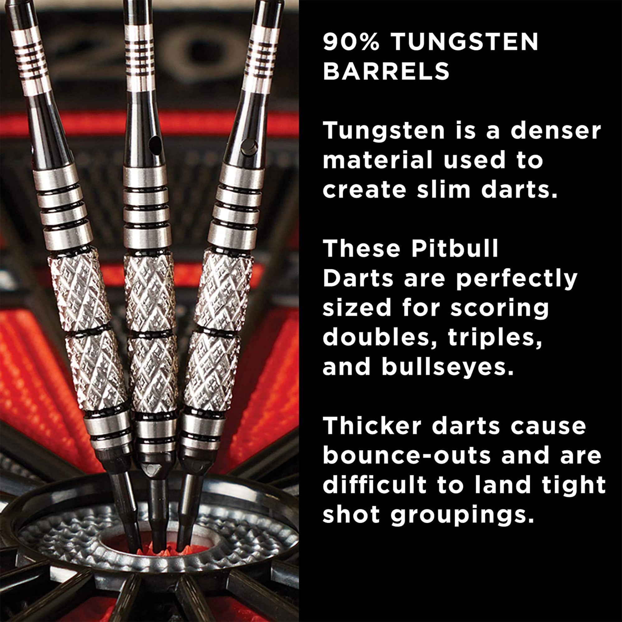 Viper Pitbull 90% Tungsten Soft Tip Dart Set, Ringed Barrel, 18 Grams
