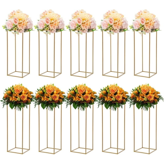 10Pc Metal Flower Stand, 31.49 Inches High Gold Wedding Flower Stand Suitable for Flower Arrangement Wedding Table Centerpieces Geometric Floral Vase Stand Party Event Home Decoration and More