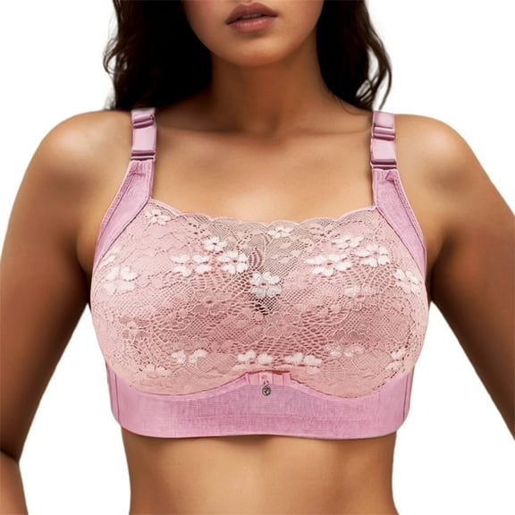 Gyexs Lace Strapless Bra Wireless Push Up Design Light Support No Show Seamless Comfort For Women, Light Purple, Size D