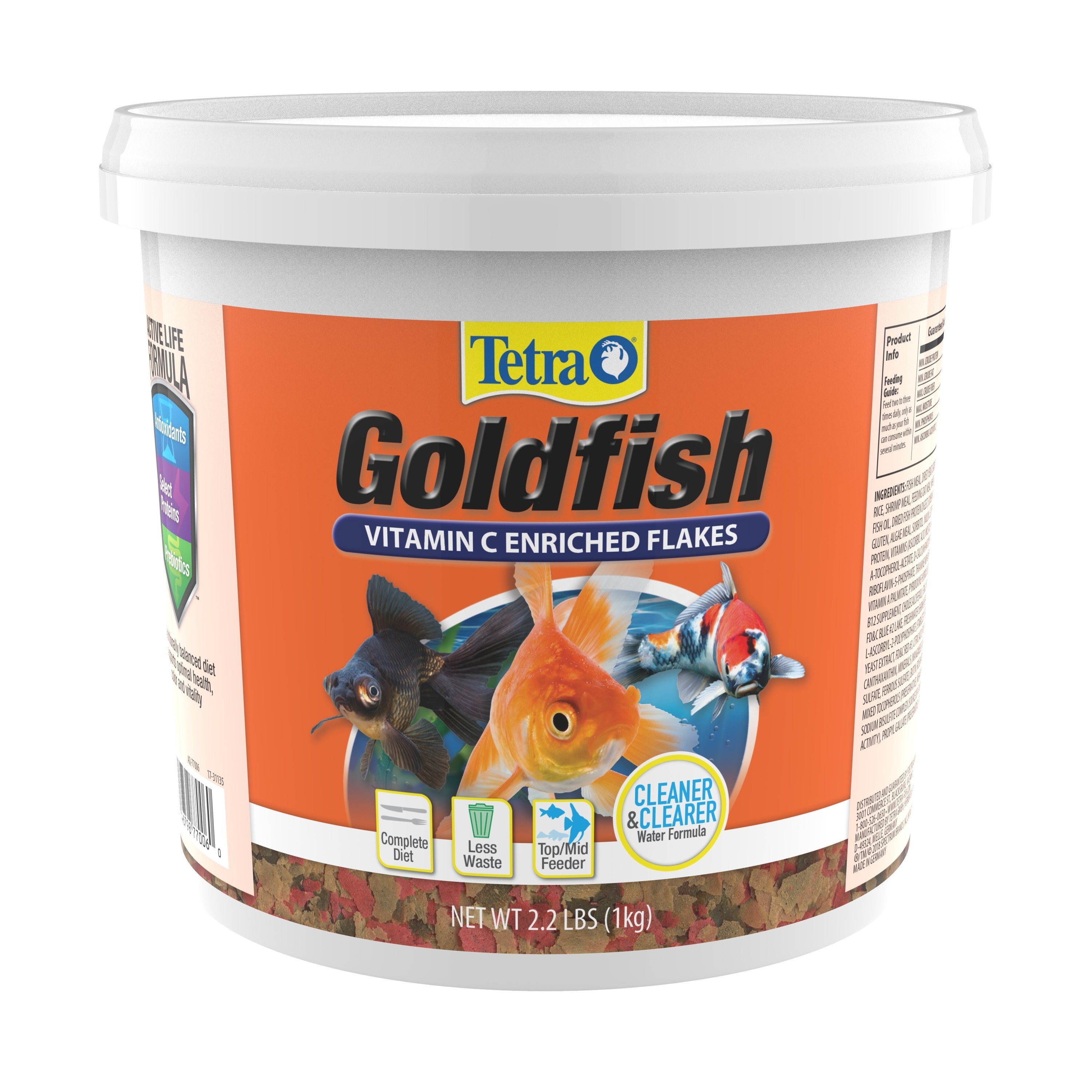 Tetra Goldfish Flakes 2.2 Pound Bucket, Balanced Diet, Clear Water