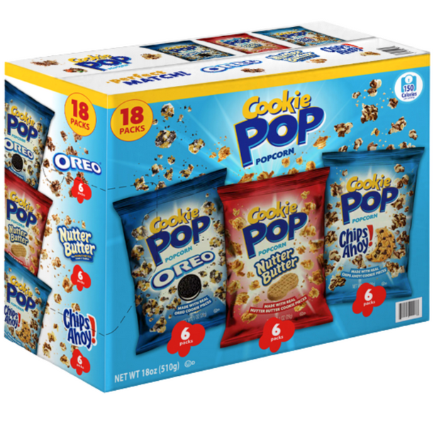 Cookie Pop Popcorn Variety Pack Oreo Nutter Butter Chips Ahoy Flavor