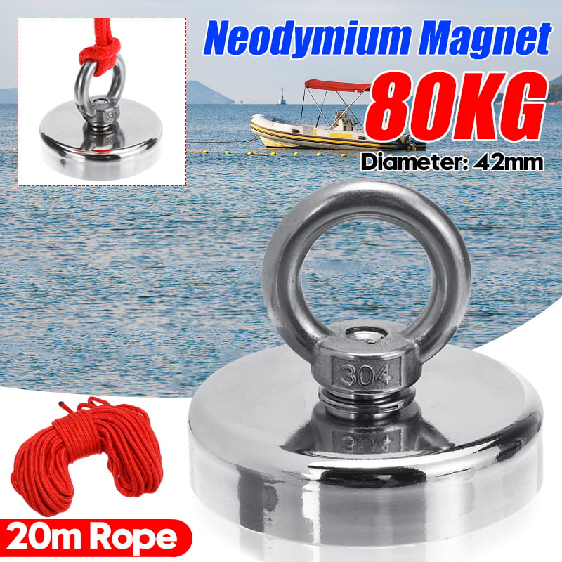 80mm 300KG Recovery Salvage Magnet Fishing Treasure Metal Detector Strong NEW 