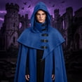 thumbnail image 3 of Medieval Hooded Cloak For Men, Renaissance Cowl Shawl Scarf, Halloween Festival Short Poncho Cape Accessories, 3 of 7