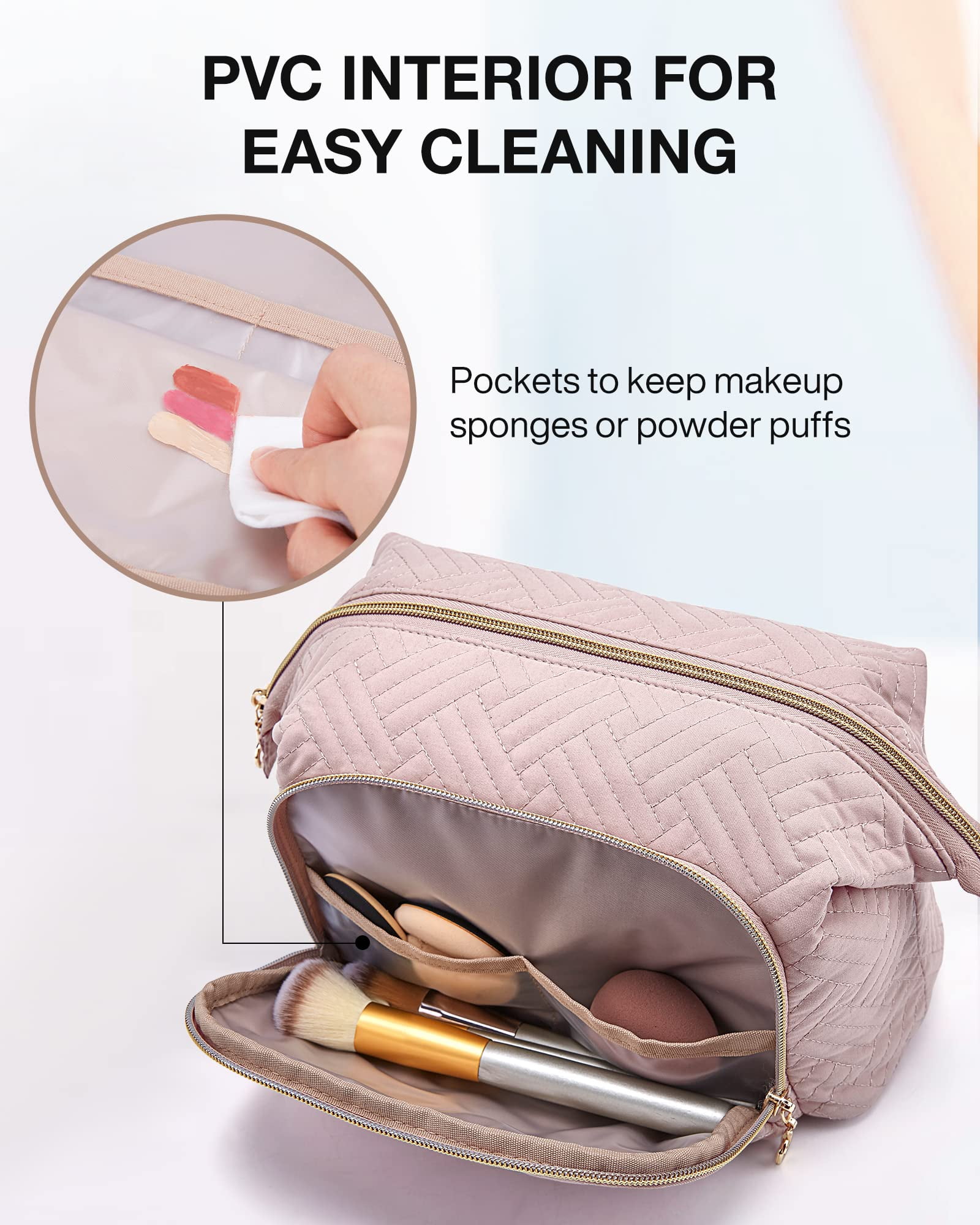Large Capacity Travel Makeup Bag,1Pc Pink Cosmetic Bag Daily