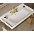 thumbnail image 3 of VICI 36 Inch Wall Mounted Bathroom Vanity Sink with White Ceramic Basin, Gold Stainless Steel Legs, Towel Bar, Overflow Design - Faucet Not Included, 3 of 5