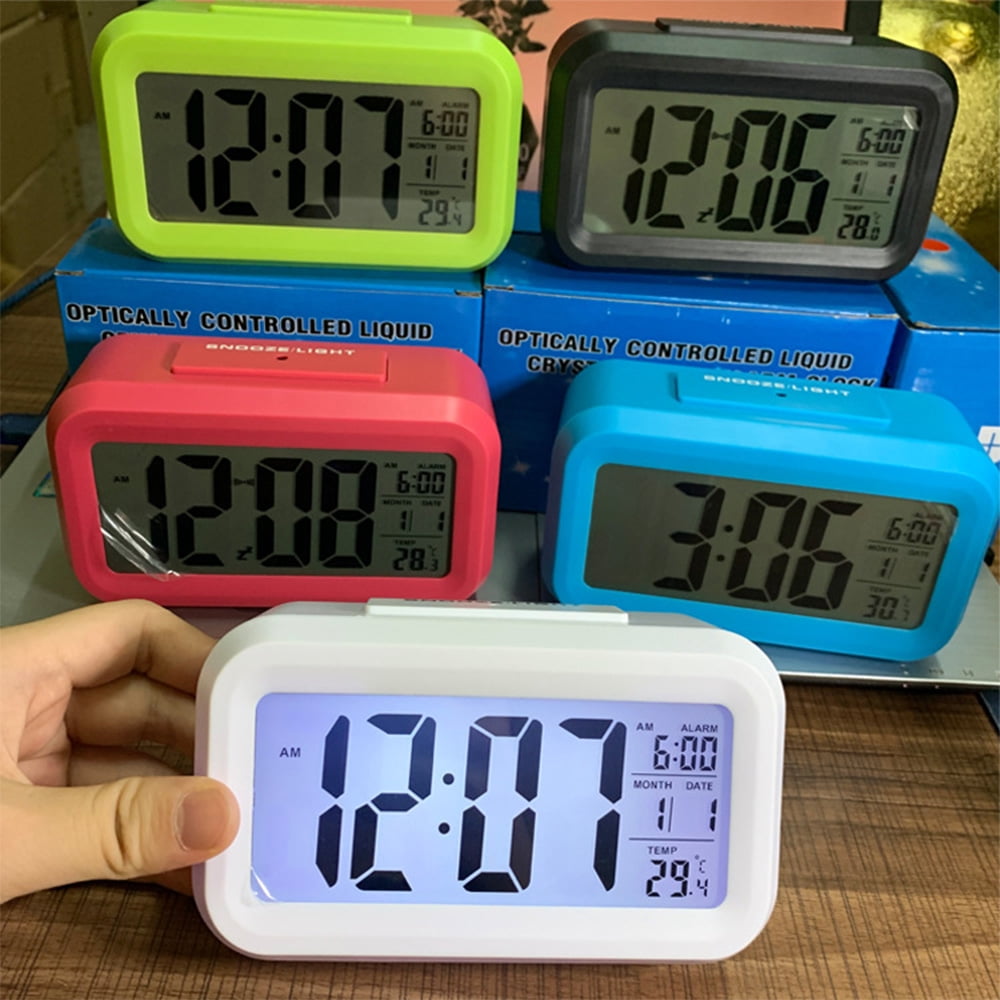 EASEHOME Electronic LCD Alarm Clocks Smart Digital Clock Display Calendar Temperature Snooze Night Light Battery Travel Clock for Bedside Bedroom Home Rose KidsPark Digital Alarm Clock 