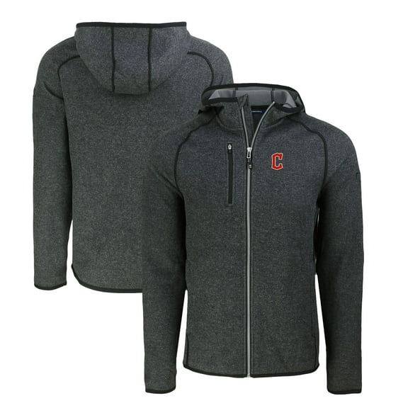 Men's Cutter & Buck Heather Charcoal Cleveland Guardians Mainsail Full-Zip Hooded Jacket