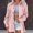 Pink, variant on Women's Plus Size Winter Jacket Lightweight Fleece Lined Zip Up Long Sleeve Solid Color Outerwear