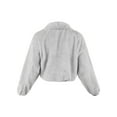 thumbnail image 2 of A2Y Women's Cute Sherpa Fuzzy Two Zipper Pockets Front Details Crop Jackets Light Grey L, 2 of 4