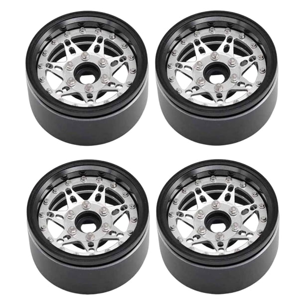 4 llantas con beadlock para coche teledirigido 1/10 de 1,9 pulgadas, fáciles de instalar y directas. Plata