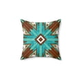 thumbnail image 3 of Boho Southwest Turquoise Brown Square Pillow, Eclectic Home Decor, Throw Cushion, Bohemian Accent Pillow, Tribal Decorative, 3 of 9