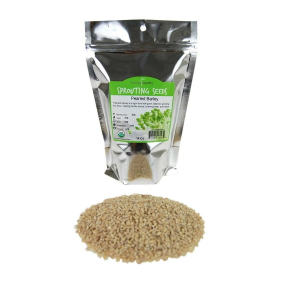 Organic Pearled Barley (Hulled) - 1 Lb Re-Sealable Package - Barley Grains for Flour, Bread, Beer Making Animal Feed, Food Storage & More