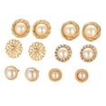 thumbnail image 2 of Meidiya 6 Pairs Stud Earrings Round Shiny Rhinestone Inlaid Electroplating All Match Decoration Gift Faux Pearl Flower Women Ear Studs Jewelry for Dating, 2 of 8