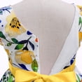 thumbnail image 5 of MIKRDOO Princess Dress For 5T Little Girls Sunflower Print Ruffle Sleeve Bow Sleeveless V Neck Dress Princess One Piece Party Dress 5-6 Years, Yellow, 5 of 6