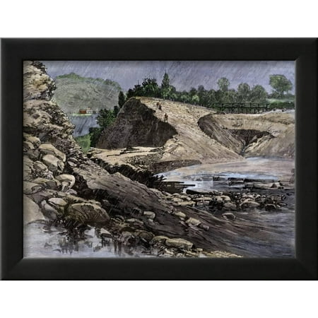 South Fork Dam - Empty Reservoir Behind the Broken South Fork Dam That Caused the Johnstown Flood in Pennsylvania Framed Print Wall Art