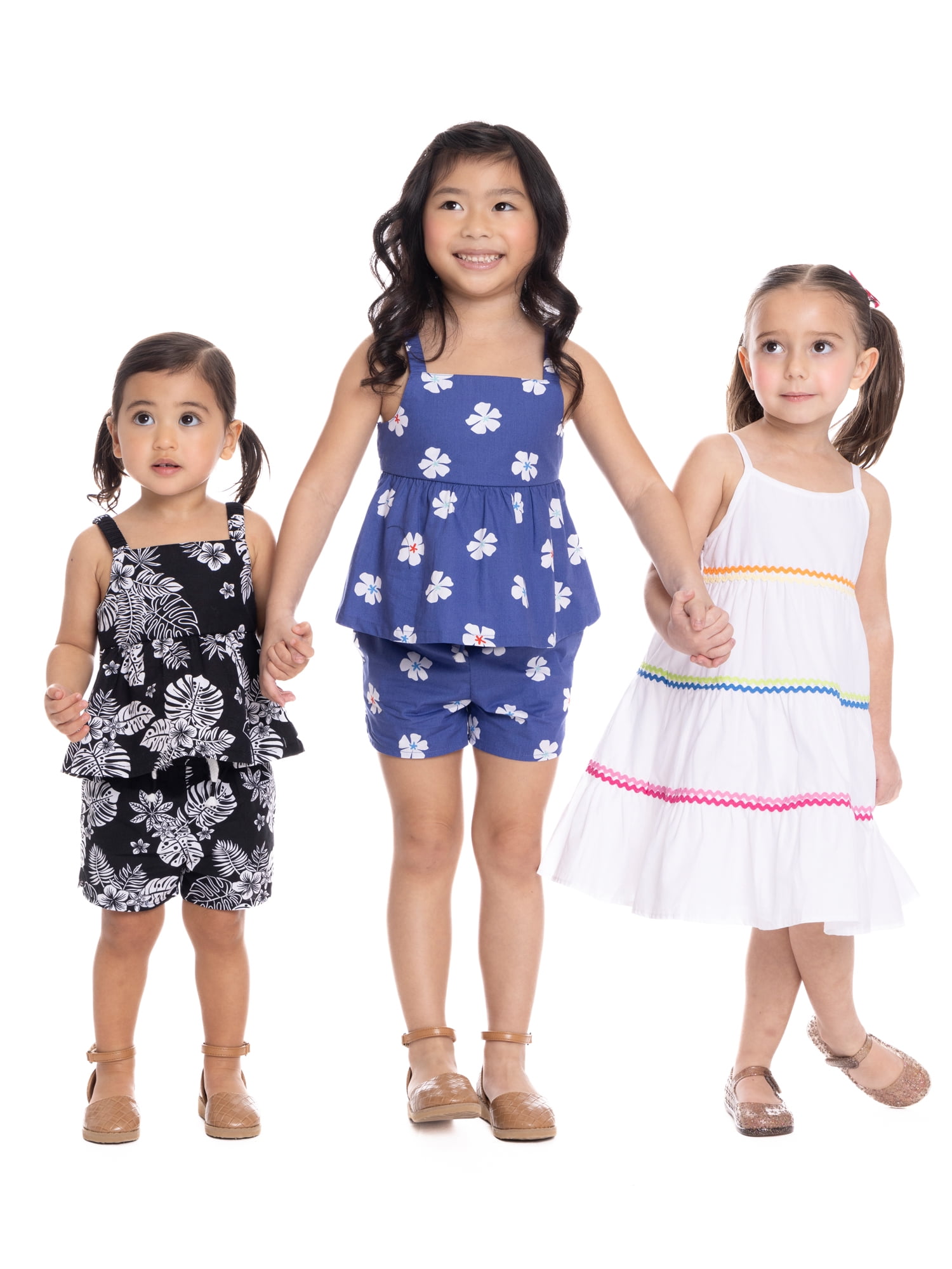 Wonder Nation Toddler Girls Cotton Sleeveless Dress with Ric Rac Trim, Sizes 12M-5T