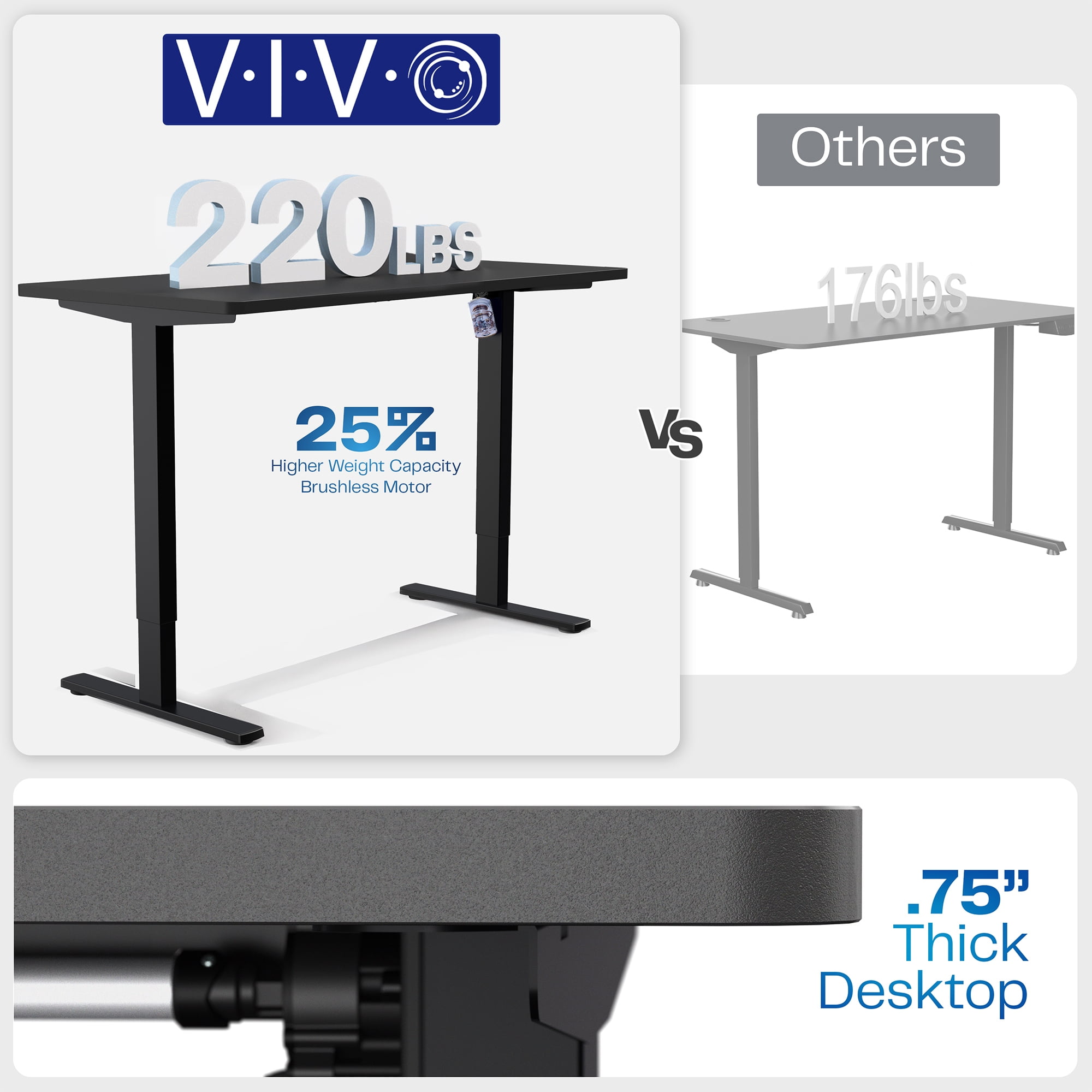 VIVO Electric 71" x 30" Desk, Full Pad, Black Hidden Cable Tabletop, Gray Frame