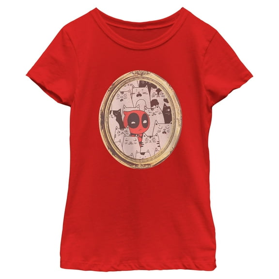 Girls Marvel Deadpool Cats Animated Frame T Shirt