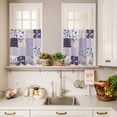 thumbnail image 3 of 3 Piece Kitchen Curtains and Valances Set Spring Floral Cafe Curtains 24 Inch Length Dark Purple Flowers Patchwork Grid Bohemia Valance & Tier Curtain for Living Room Bedroom Window 54"x18"+27"x24"*2, 3 of 6