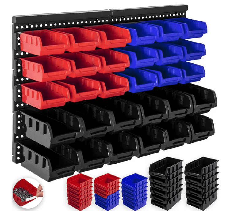 Wall Mounted Storage Bins, 30 Wall Mount Tool Organizer Bins Plastic Parts Rack Container