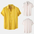 thumbnail image 4 of Hpapadks Mens Shirts Summer Short Sleeve Button Down Lapel Stripe Blouses Daily Loose Dress Shirts for Men White L, 4 of 6
