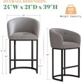 thumbnail image 3 of Merluxy Modern Bar Stools Set of 2 for Kitchen Counter, Grey Boucle Chair with Arms and Footrest, 3 of 9