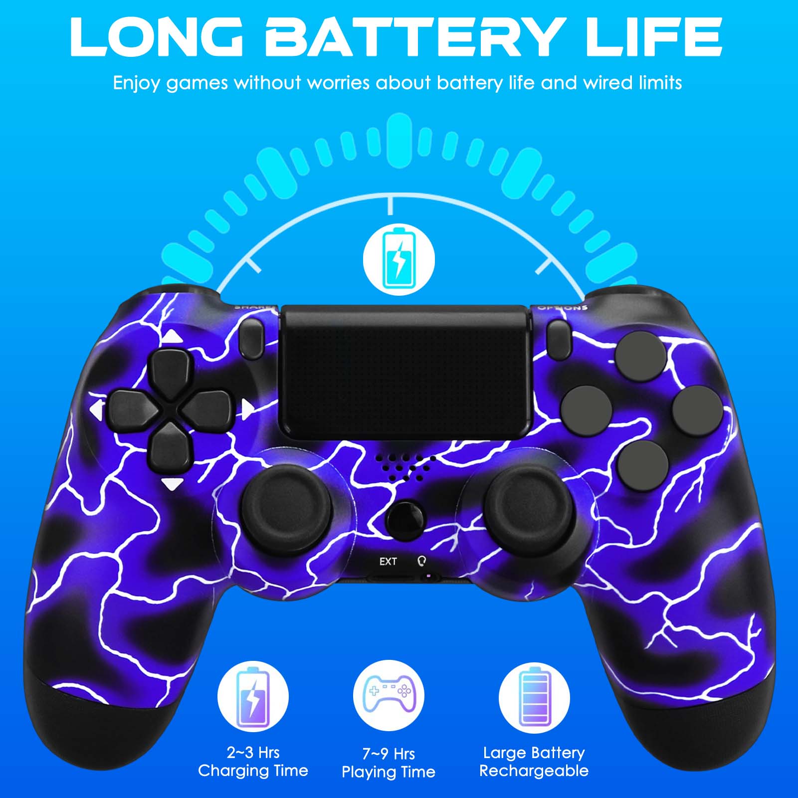 Wireless Controller Compatible for PS4, Remote Control Compatible with Playstation 4/PS4 Slim/PS4 Pro/Windows PC, Purple