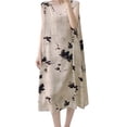 thumbnail image 2 of Nightgown Women's Long Cotton Sleep Dress Vintage Floral Sleeveless Nightshirt with Pockets Khaki Free Size, 2 of 5