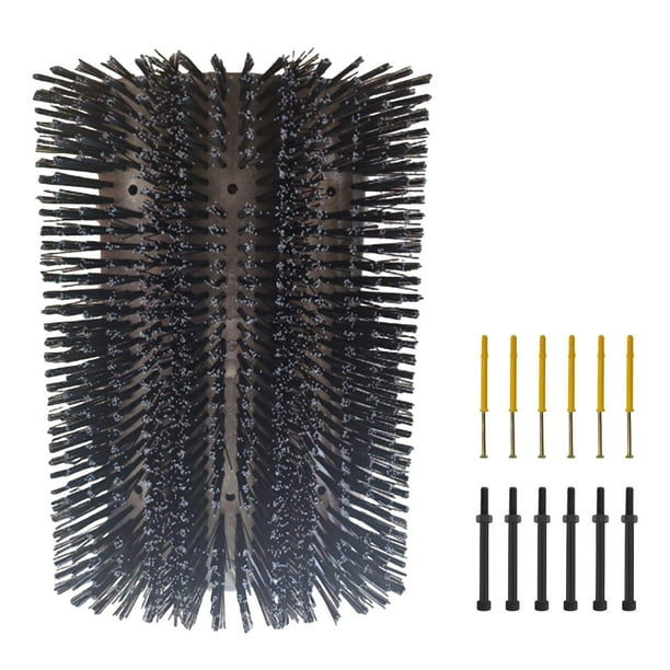 Cepillo rascador para ganado, cepillo de completo con tornillos, kit de aseo para caballos, cepillo rascador para animales para cabras, ganado Negro