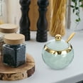 thumbnail image 2 of Ceramic Sugar Container with Lid and Spoon Porcelain Seasoning Bowl Salt and Condiment Jar, 2 of 9