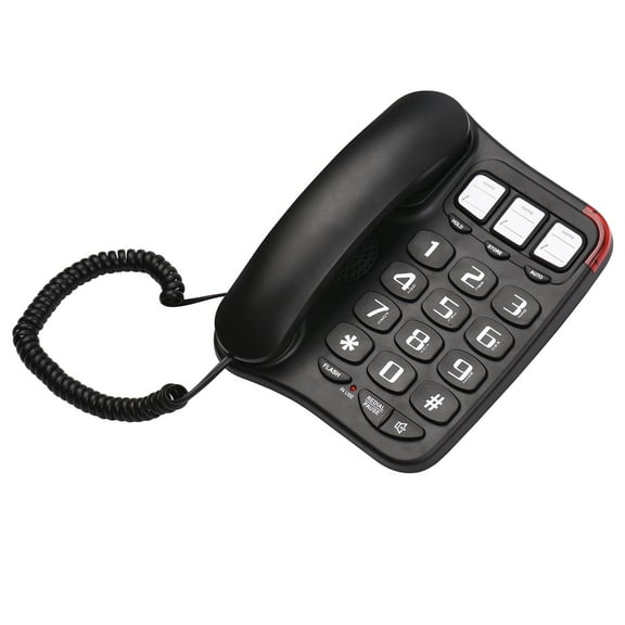 Arealer Black Corded Phone with Big Button Desk Landline Phone Wall Mountable Telephone Support Hands-Free/Redial/Flash/Speed Dial/Ring Control for Elderly Seniors Home Office Business Hotel
