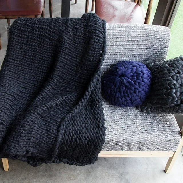 Thick Crochet Chunky Cable Knit Blanket Beautiful Handmade Cover Yarn Wool Bulky Bed Spread Throw For Home Decor